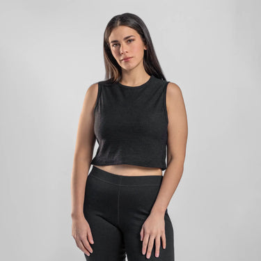 womens all natural crop tank ultralight color black
