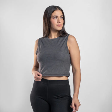 womens eco friendly crop tank ultralight color gray
