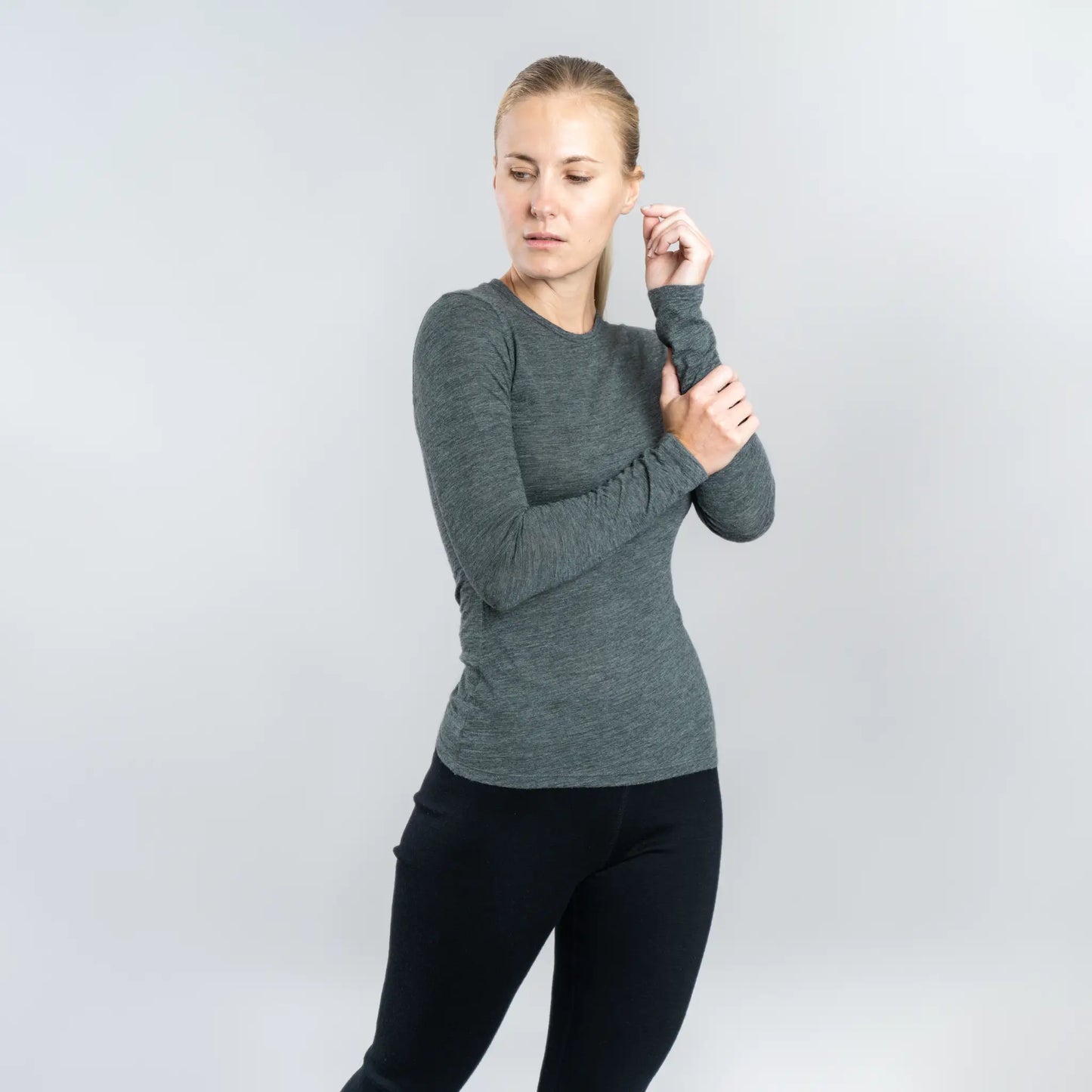 womens long sleeve color gray 