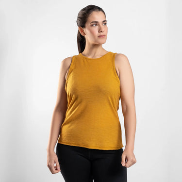 womens natural dye running tank top ultralight color gold