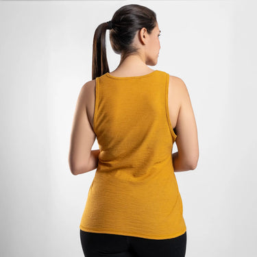 womens sustainable brand running tank top ultralight color gold